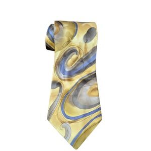 Jerry Garcia Drummers Collection Silk Necktie 58" Gold Blue Gray Abstract‎ 1996